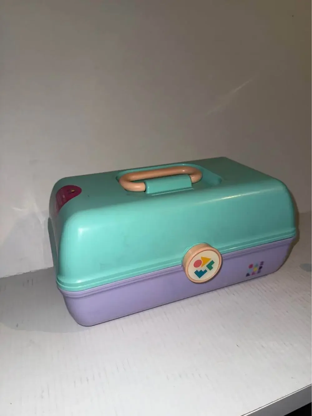 Vtg Caboodles Make Up Case Model 5625 Teal Purple Mirror 2 Tier Vanity Travel